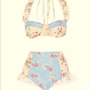 LOVESHACKFANCY ruffle bottom bikini and top